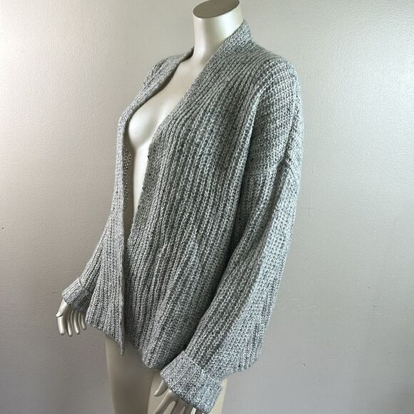 Leo & sage one button gray sweater cardigan oversized wool mohair size large - Picture 9 of 13
